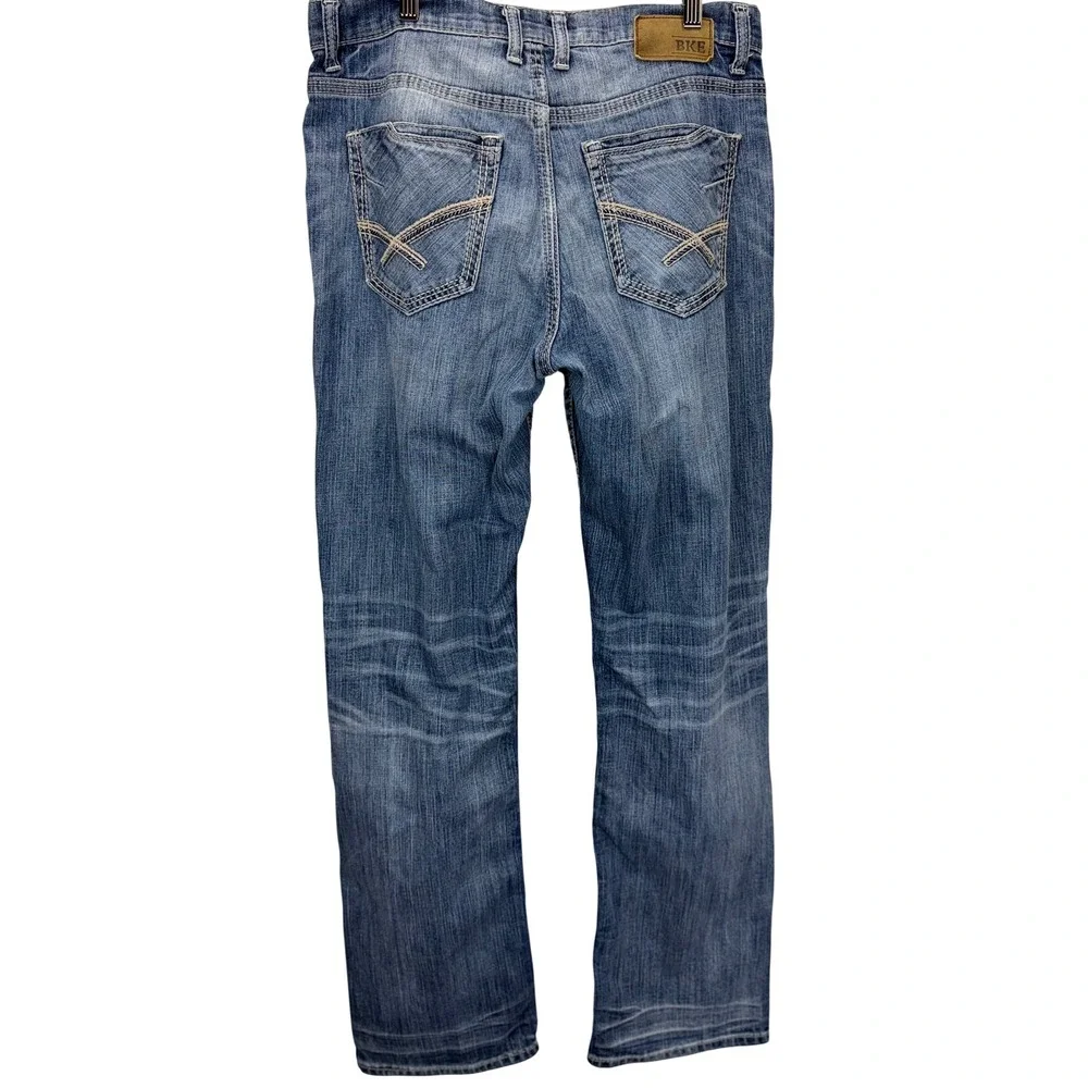 BKE Tyler Straight Leg Relaxed Fit Jeans Blue Mens Size 33L Y2K Western Skater